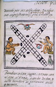 Ms Palat. 218-220 Boek IX Azteekse mannen gokken Patoli, uit de 